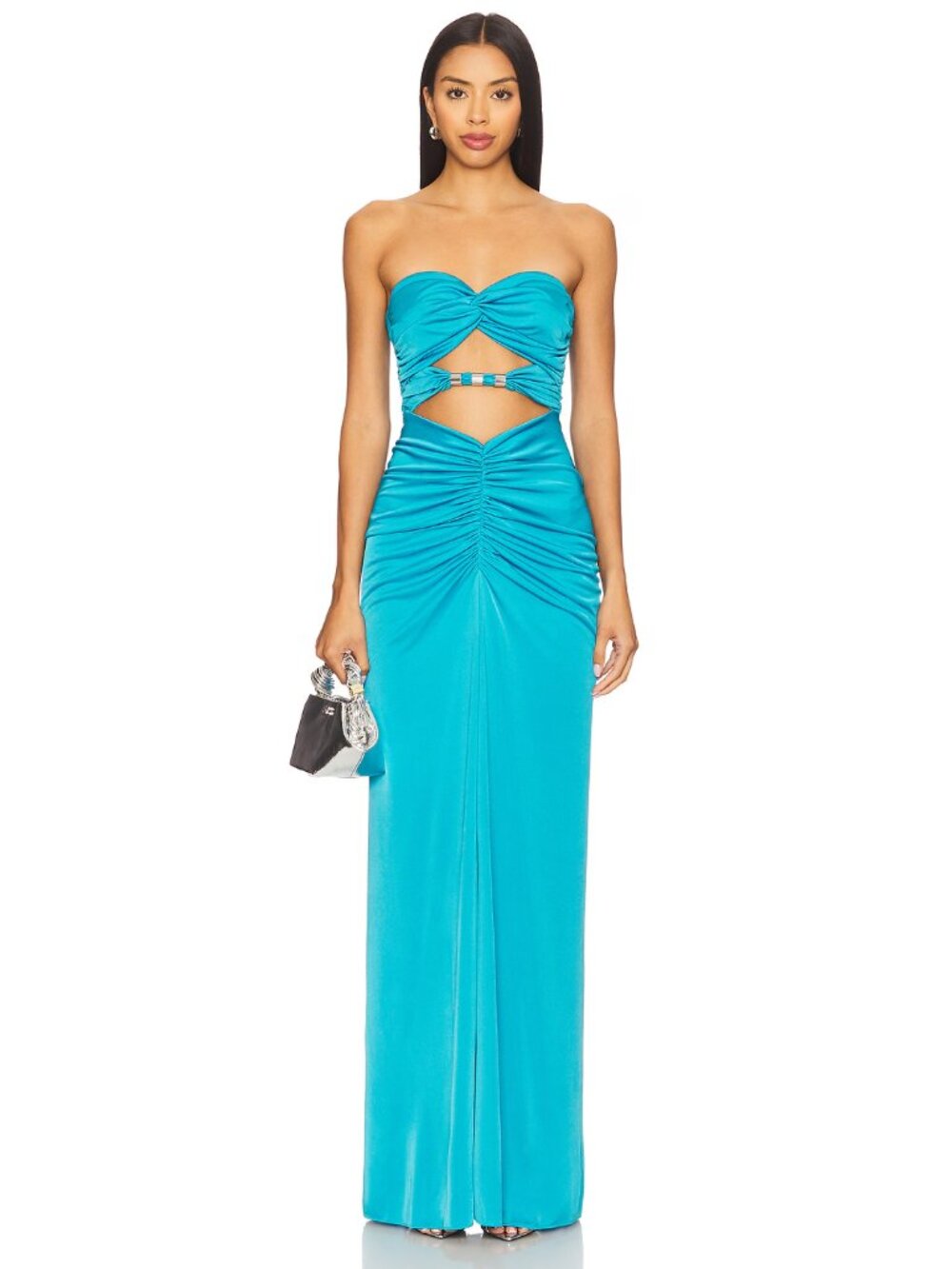 NEW Et Ochs Corinne Turquoise Strapless Cutout Front Slit Gown Dress Size 8